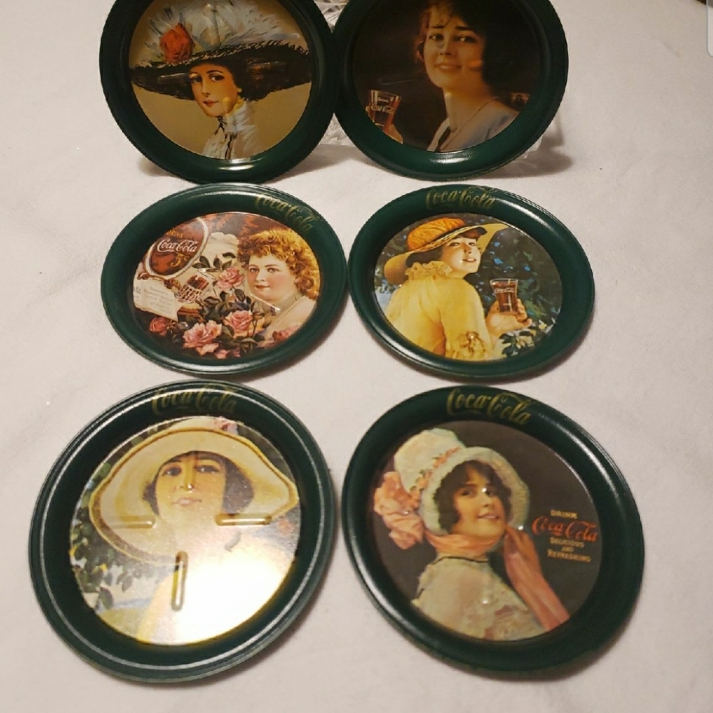Vintage 1983 COCA COLA Tin Coasters (6)